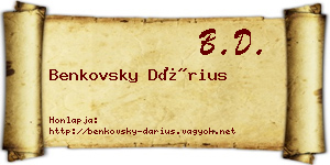 Benkovsky Dárius névjegykártya
